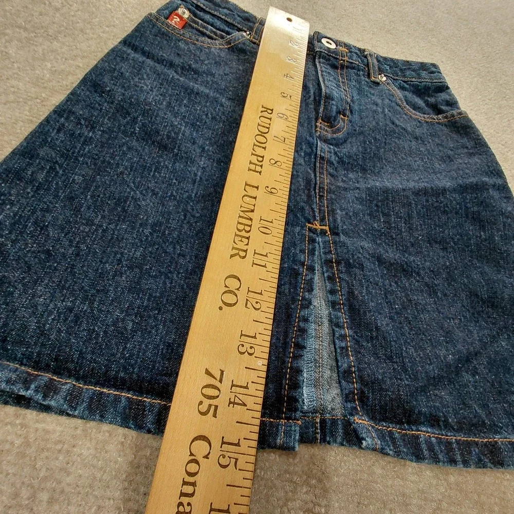 Guess Dark Blue Wash Denim Mini Skirt Girls Size 8 Button Zip Pockets